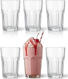 Jogo de 6 Copos de Vidro Facetado 400ml - Conjunto com 6 Peças Vidro Temperado e Resistente - Ideal para Água, Suco, Cerveja e Refrigerante - Design Clássico