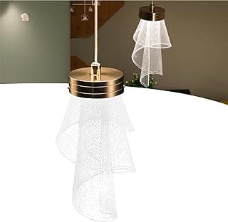 Luminária pendente espiral com cúpula transparente e base dourada