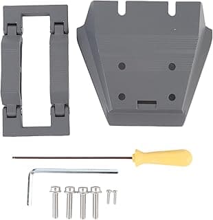 Kit montagem suporte rack teto automotivo Eujgoov, liga alumínio, parafusos, porcas, chave amarela, fundo branco, cinza predominante