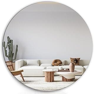 Espelho decorativo redondo de 30 cm para parede, vidro lapidado, ideal para banheiro, quarto e sala.