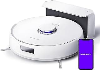Robô aspirador e esfregão NARWAL BX1 branco com detalhes em cinza e azul