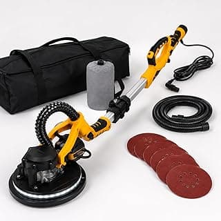 Lixadeira elétrica profissional 1000W com LED, aspirador e discos de lixa