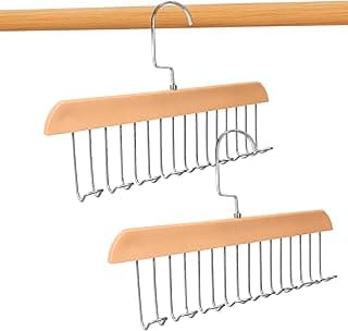 Cabides organizadores multiuso estilo madeira com ganchos rotativos