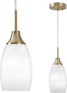 Luminárias pendentes de vidro Viinew com acabamento em ouro, 12 cm, suspensas, ideal para sala de jantar, cozinha, ilha, café, hall de entrada, corredor