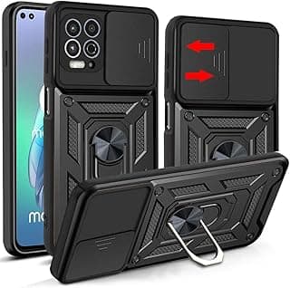 Capa protetora preta para Motorola Moto G100 com design robusto e alça de metal