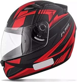 Capacete EBF Capacetes New Spark Flash 60/Preto Fosco/Vermelho com viseira transparente