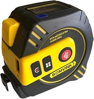 Trena Fita Métrica Digital Com Nível A Laser 40m da marca Bomvink, fundo preto com detalhes em amarelo