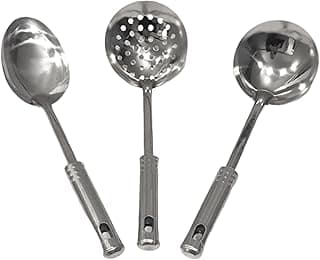 KIT 3 peças INOX Colher Concha Escumadeira 30cm Durável Moderno Resistente