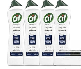 Kit com 4 unidades de limpador multiuso Cif Cremoso 450ml, fundo branco