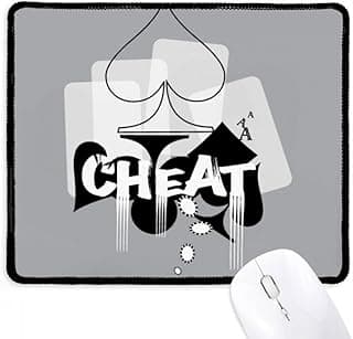 Tapete de borracha para jogos de cartas com estampa de cartas e palavra 'CHEAT' em preto e branco