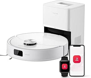Aspirador e esfregão robô branco com controle remoto e aplicativo móvel