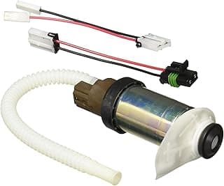 Bomba de combustível elétrica Bosch F000TE0103, prata e preta, com conectores de fios e tubo de entrada.