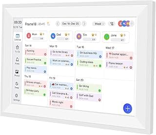 Calendário digital de 10,1 polegadas com interface de usuário mostrando tarefas familiares