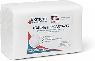 Toalhas descartáveis brancas Exmedi, 200 unidades, higienização e proteção, textura diferenciada