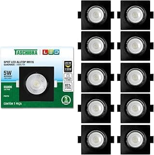Kit 10 spots LED embutir 5W quadrado preto Alltop branco frio 6500K