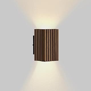 Arandela Madeira 20cm Plafon Externo/Interno Luz Led 2 Faixos de Luz (LUZ QUENTE)