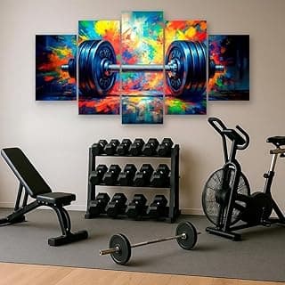 Quadro decorativo de academia com halteres coloridos, estilo moderno, tamanho médio, para sala de treino