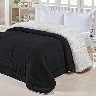 Coberdrom Casal Queen preto e branco com textura felpuda dupla face
