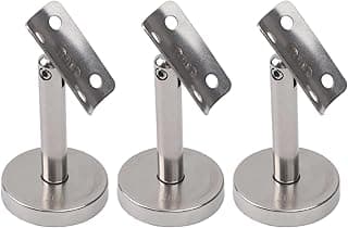Suporte de corrimão ajustável de aço inoxidável 304 para escadas, montagem na parede, fundo branco, design de fixação com orifícios