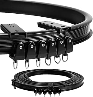 Kit de Faixa de Cortina Curva Flexível com Trilho e Ganchos, Preto, para Banheiro e Quarto