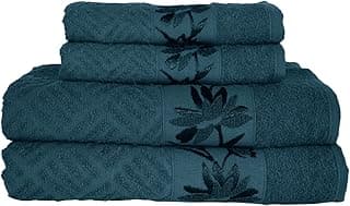 Kit 4 Toalhas de Banho e Rosto Verde Heron com Estampa Floral