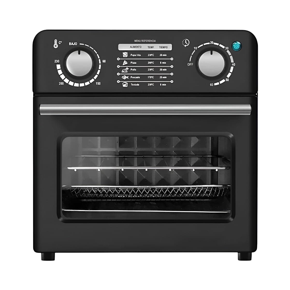 Fritadeira Elétrica Air Fryer de Bancada Genérico Forno Grill Porta de Vidro 10L Preto 220V