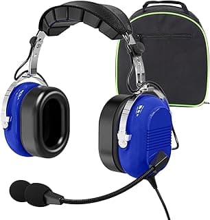 Fone de Ouvido WODASEN GA Dual Plug com Cancelamento de Ruído e Microfone Boom para Avião Azul