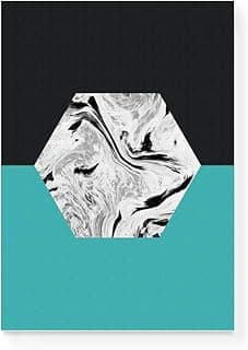 Quadro decorativo em tela canvas losango preto branco turquesa