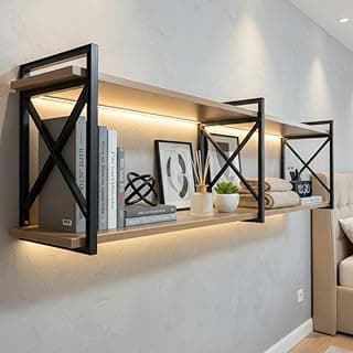 Prateleira X Estilo Industrial Moderna, Funcional e Resistente Ideal para Organização e Decoração de Ambientes – Bimove (M. Amêndoa/S. Preto, 90x20)