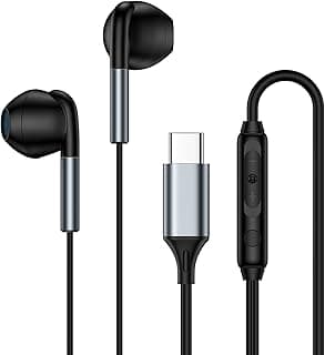Fones de ouvido USB C com fio para Samsung Galaxy A16 5G A15 A14 A36 A35 S25 Ultra S24 FE S23 S22 S21 S20 A56 A55 A54 A53 Z Fold 7, fones de ouvido tipo C, fones de ouvido USBC com controle de volume