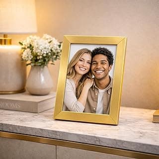 Porta Retrato Decorativo Para Foto 10X15cm Moldura Colorida Clássica e Moderna de Mesa Uso Vertical e Horizontal para Sala Quarto Escritório (Dourado)