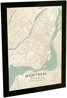 Quadro Decorativo Mapa de Montreal Canadá Viagem Turismo A4