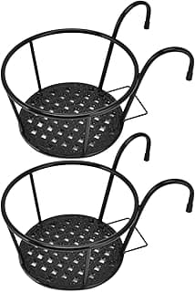 Cesto suspenso de metal preto com design de treliça circular para decoração de varanda