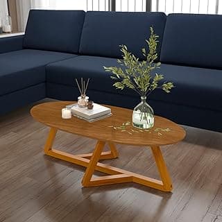 Mesa De Centro Classic Oval Nature Decoração Com Pés Madeira Maciça