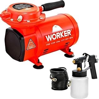Compressor de Ar Worker com Acessórios para Pintura Vermelho