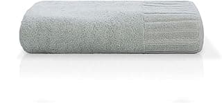 Toalha de banho velour cinza-claro 70x140 cm com listras horizontais