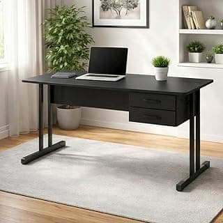 Mesa Escrivaninha Standard com Gaveteiro e Chave, Perfeita para Escritório e Home Office,Estudos e Trabalho (Preto)