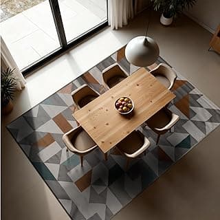 1 Tapete Sala de Jantar Mesa Grande 150X200 Js Do Zi Vr (M35 Taupe Bege - Geométrico Moderno)