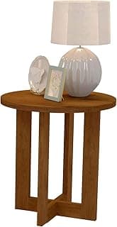 Mesa Lateral Apoio Centro Redonda com Pés de Madeira MDF Retro Canto Sofá Porta Objetos Decoração