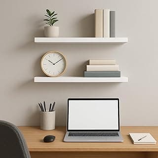 Kit 2 Prateleiras de Parede Branco MDF 30x10cm para Decoração Casa Escritório Organizador Multiuso