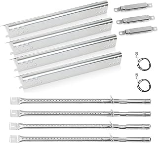 Conjunto de peças de reposição para churrasqueira Charbroil Performance 475, com queimadores e placas de calor em metal prateado