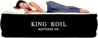 King Koil Colchão de ar luxuoso de pelúcia de tamanho completo com bomba de alta velocidade integrada para casa, acampamento e convidados colchão de ar inflável duplo alto de 50,8 cm, durável