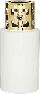 Vaso decorativo branco com detalhes dourados, grés, CosmoLiving by Cosmopolitan