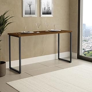 KLM Móveis Mesa de Jantar Industrial 120x45cm para 2 Lugares, Preto/Imbuia, 120cm x 45cm x 75cm, 12kg, Tampo MDF