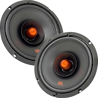 Par de alto-falantes automotivos JBL 6 polegadas pretos com detalhes em laranja