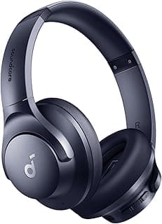 Fone de ouvido Bluetooth soundcore Q20i da Anker, preto e cinza, fundo branco, com logo 'di' na almofada da orelha.