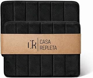 Kit com 2 Tapetes de Banheiro Super Soft Preto 60x40cm Antiderrapante Casa Repleta