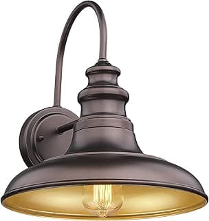 Luminária de parede industrial bronze com cúpula dourada