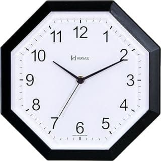 Relógio de parede octogonal branco e preto Herweg
