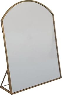 Espelho com moldura de metal em latão, ângulo frontal, fundo branco